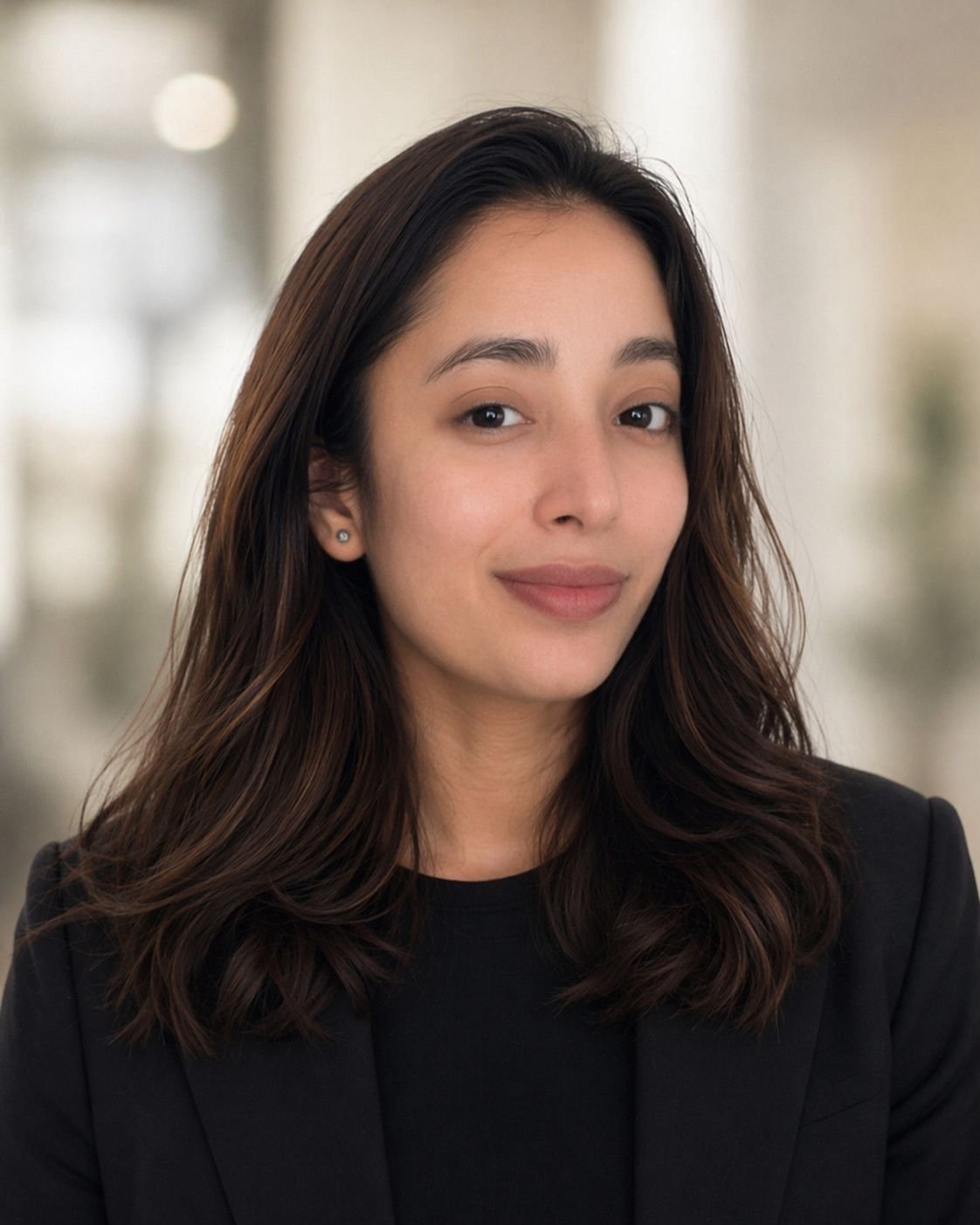 Portrait of Anseena Anees Sabeena in a black blazer
